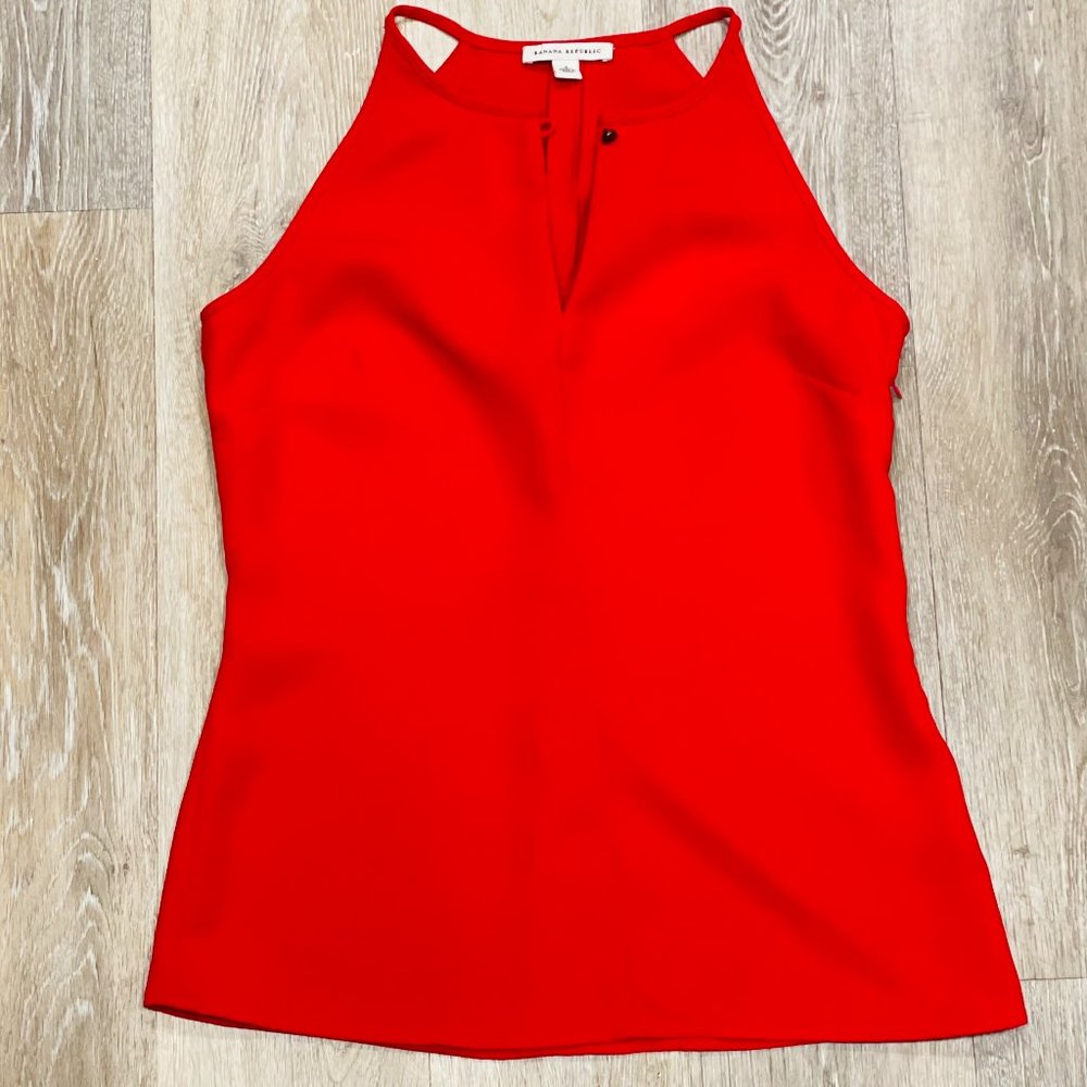 BANANA REPUBLIC Red Keyhole Halter Blouse